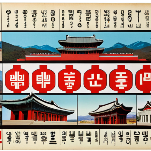 Home 6 **
A vibrant collage showcasing the evolution of North Korean language. Juxtapose traditional Korean script with modern, ideologically driven slogans written in a bold, stylized font. Include subtle visual references to North Korean architecture and landscapes in the background. The overall style should evoke a sense of propaganda art meets cultural heritage.
**