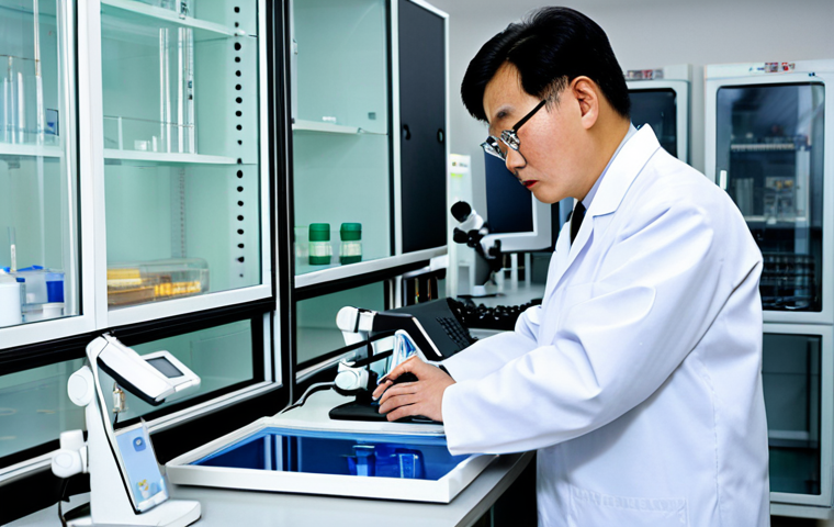North Korean Scientist**

"A professional, fully clothed North Korean scientist in a clean lab coat, working meticulously with advanced equipment in a high-tech laboratory setting, fully clothed, appropriate attire, safe for work, perfect anatomy, correct proportions, well-formed hands, proper finger count, serious expression, professional photography, high quality, family-friendly."

**