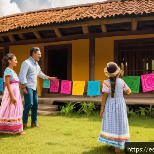 북한 민족성   집단주의와 공동체 문화 - A vibrant Colombian family gathering in a traditional rural setting, with multiple generations celeb...